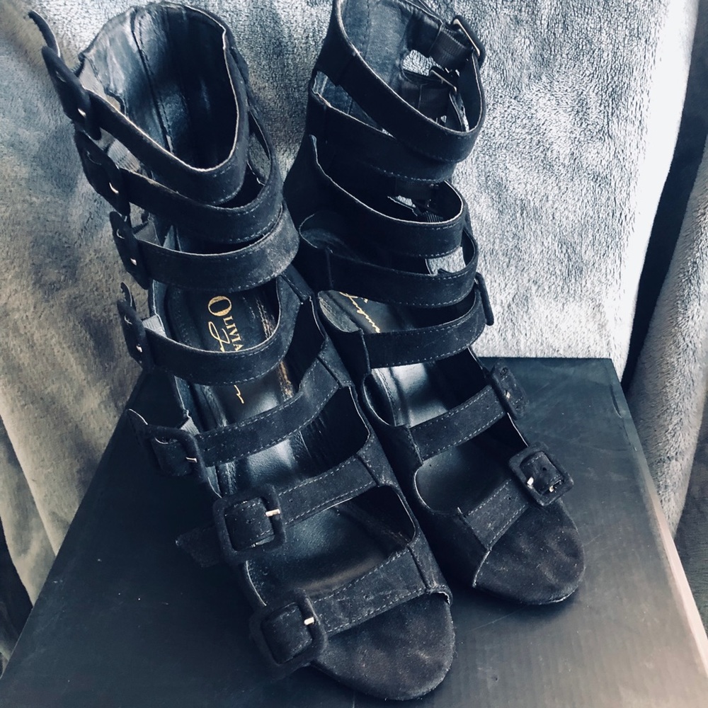 Black strappy heels